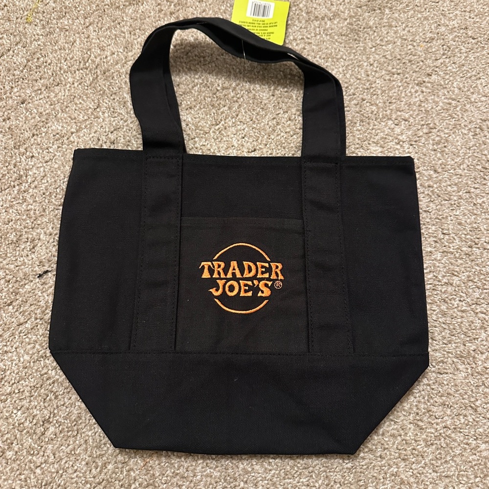Trader Joe's Black Tote Bag with Orange Logo Halloween Version 2025